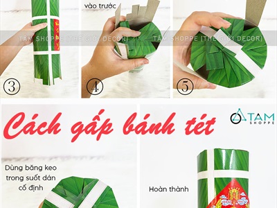 Mô hình bánh chưng bánh tét dưa hấu giấy [ DIY tự gấp - Nhiều cỡ] CHUNGTET-03